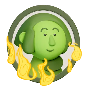 Avatar Dólar Bipolar - Um homenzinho verde dentro de um círculo pegando fogo.